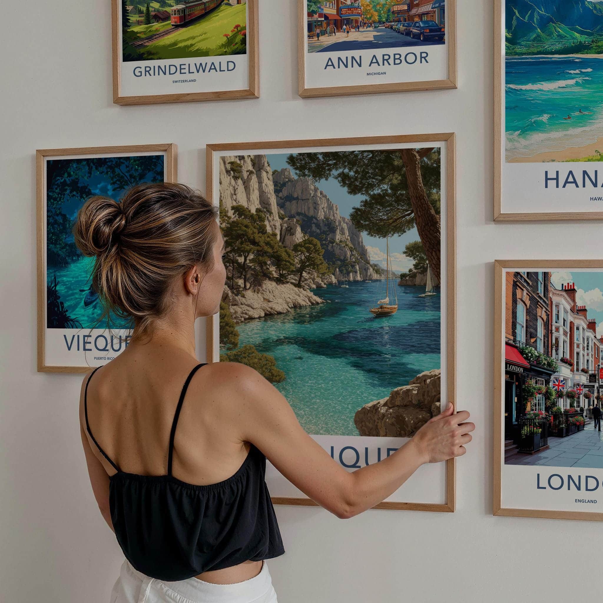 Calanques Poster - France Travel Art - Turquoise Bay Cliffs Room Decor