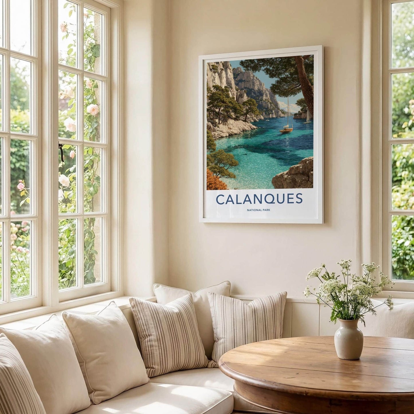 Calanques Poster - France Travel Art - Turquoise Bay Cliffs Room Decor