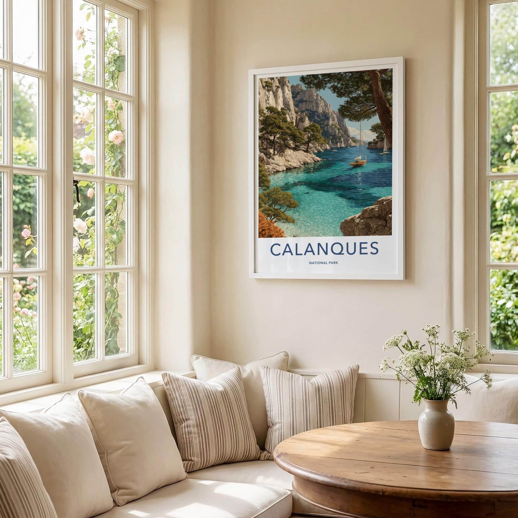 Calanques Poster - France Travel Art - Turquoise Bay Cliffs Room Decor
