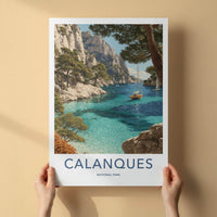 Calanques Poster - France Travel Art - Turquoise Bay Cliffs Room Decor