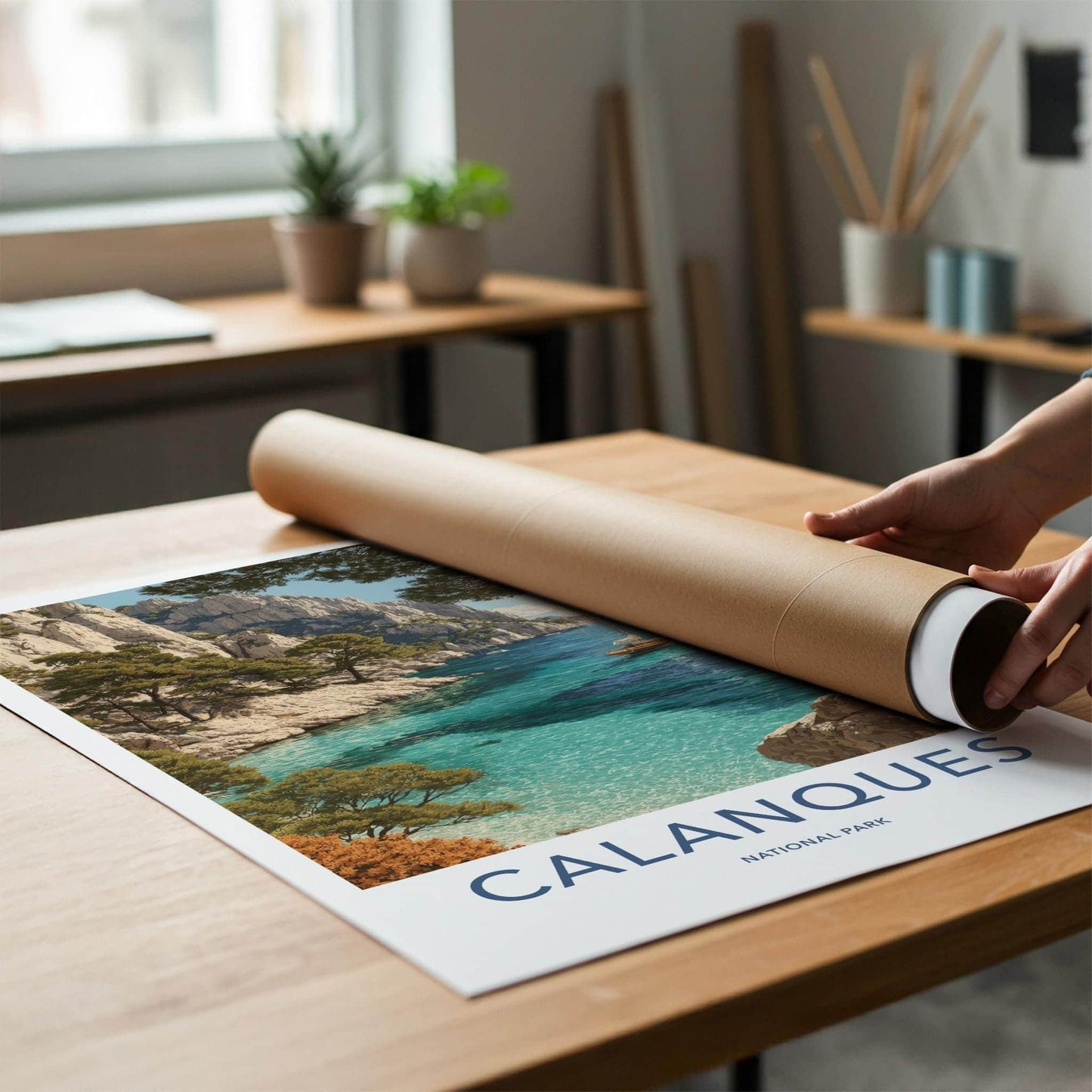 Calanques Poster - France Travel Art - Turquoise Bay Cliffs Room Decor
