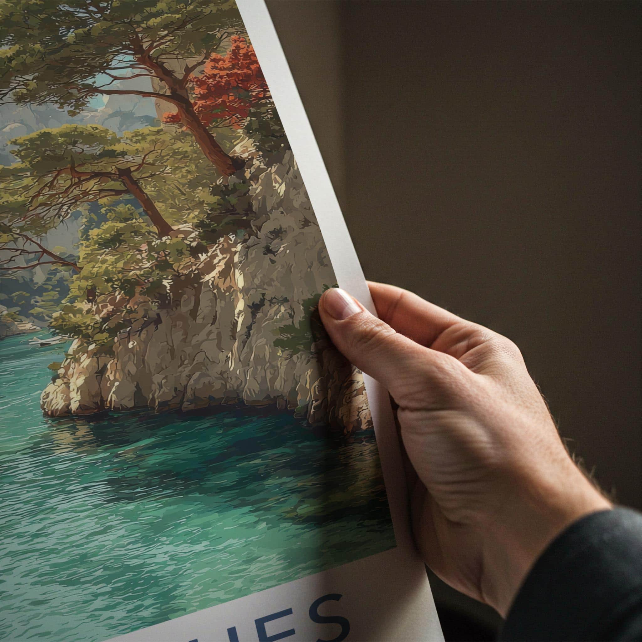 Calanques Poster - France Travel Art - Turquoise Water Sailboats Home Decor