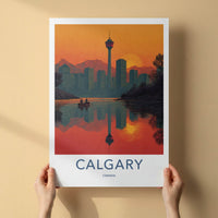 Calgary Poster - Canada Framed Print - Tower River Sunset Lounge Decor