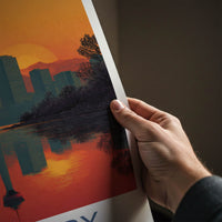 Calgary Poster - Canada Framed Print - Tower River Sunset Lounge Decor