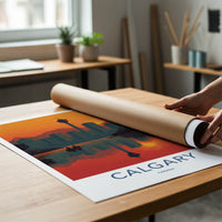 Calgary Poster - Canada Framed Print - Tower River Sunset Lounge Decor
