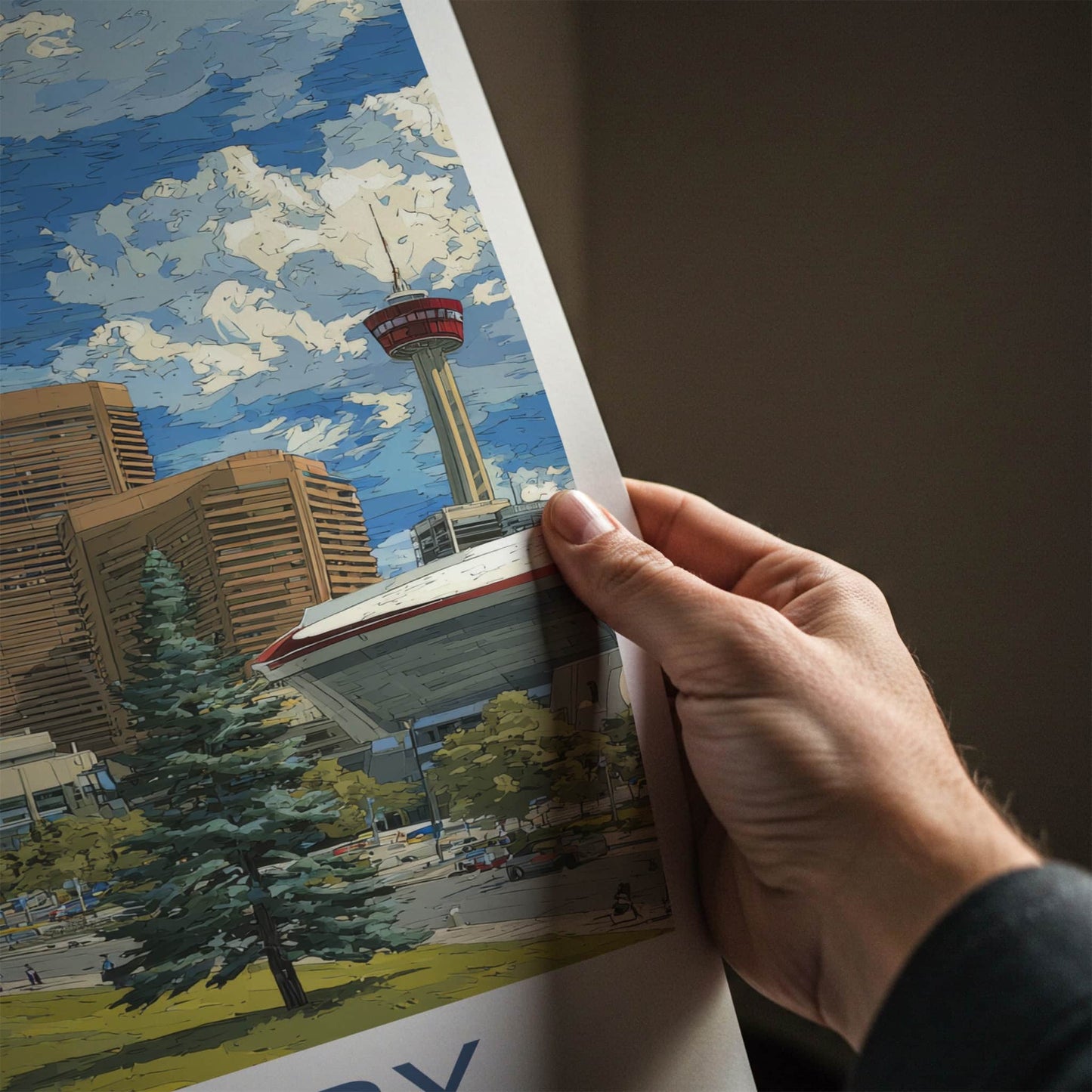 Calgary Poster - Canada Travel Art - Glass Towers Evergreen Wall Decor