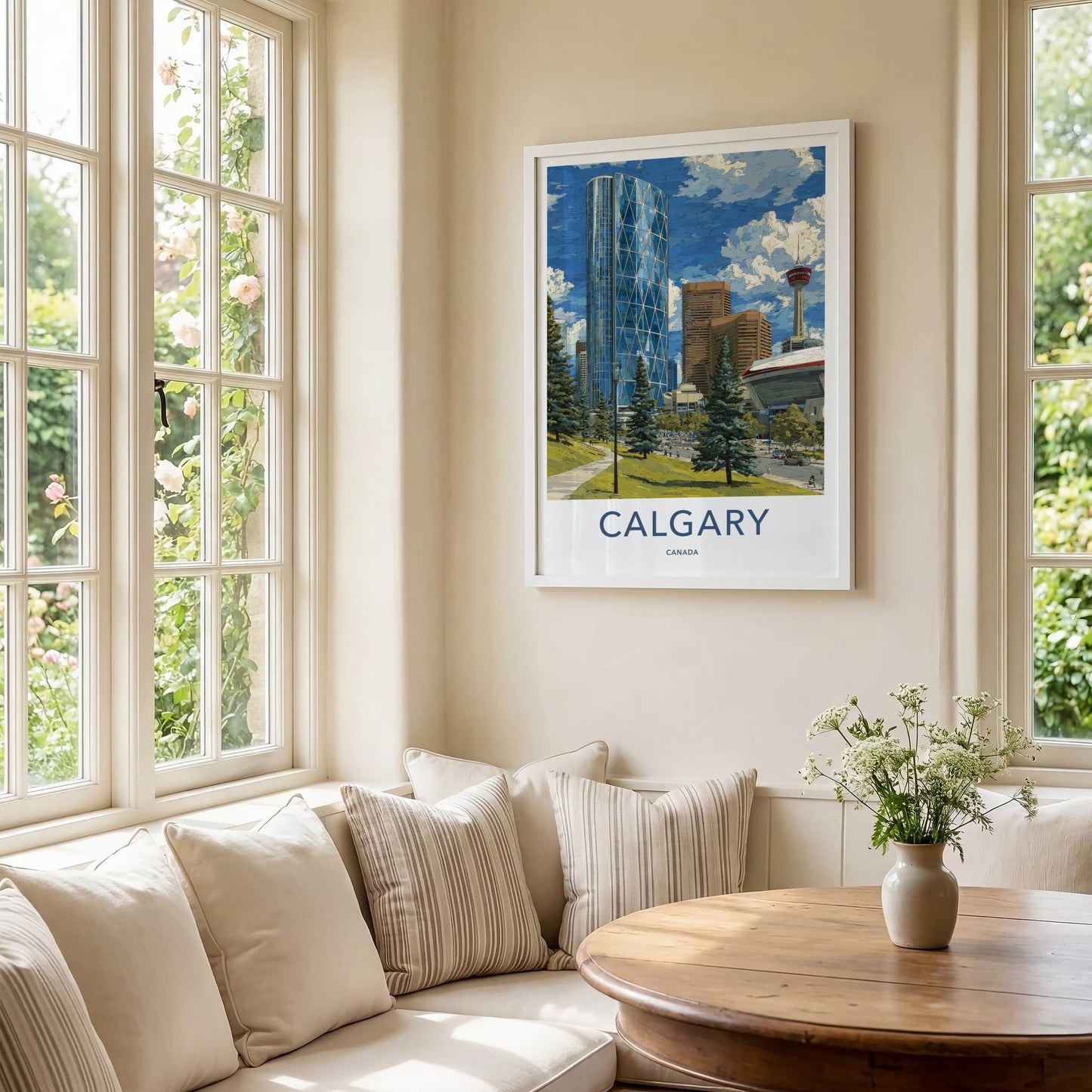 Calgary Poster - Canada Travel Art - Glass Towers Evergreen Wall Decor