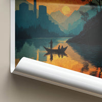 Calgary Poster - Canada Travel Art - Sunset River Cityscape Home Decor