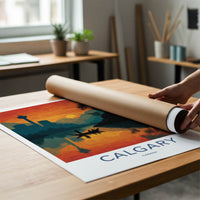 Calgary Poster - Canada Travel Art - Sunset River Cityscape Home Decor