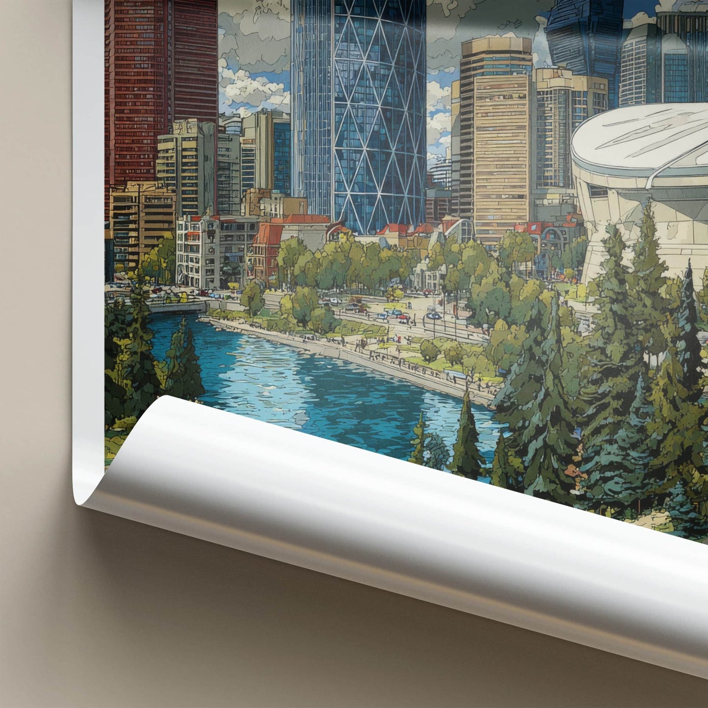Calgary Poster - Canada Wall Art - Modern City Waterfront Home Decor