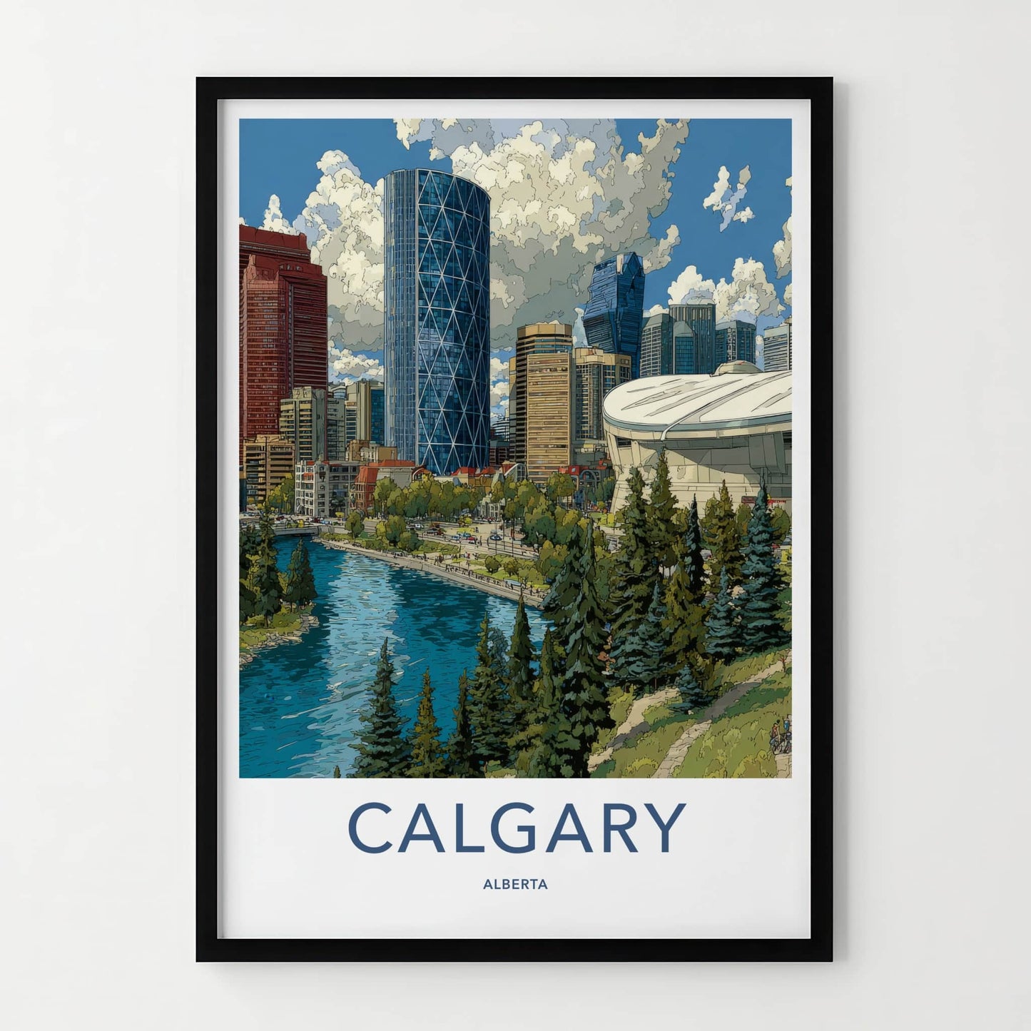 Calgary Poster - Canada Wall Art - Modern City Waterfront Home Decor