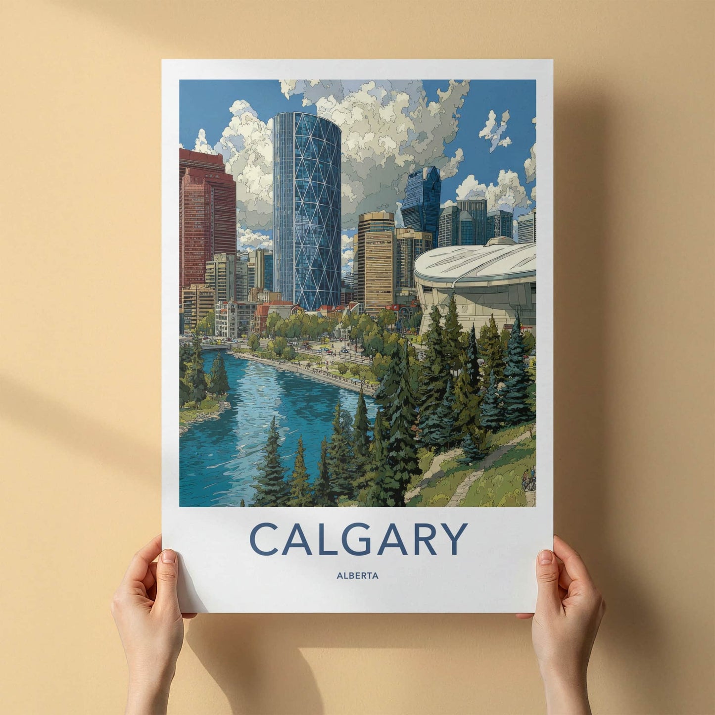 Calgary Poster - Canada Wall Art - Modern City Waterfront Home Decor