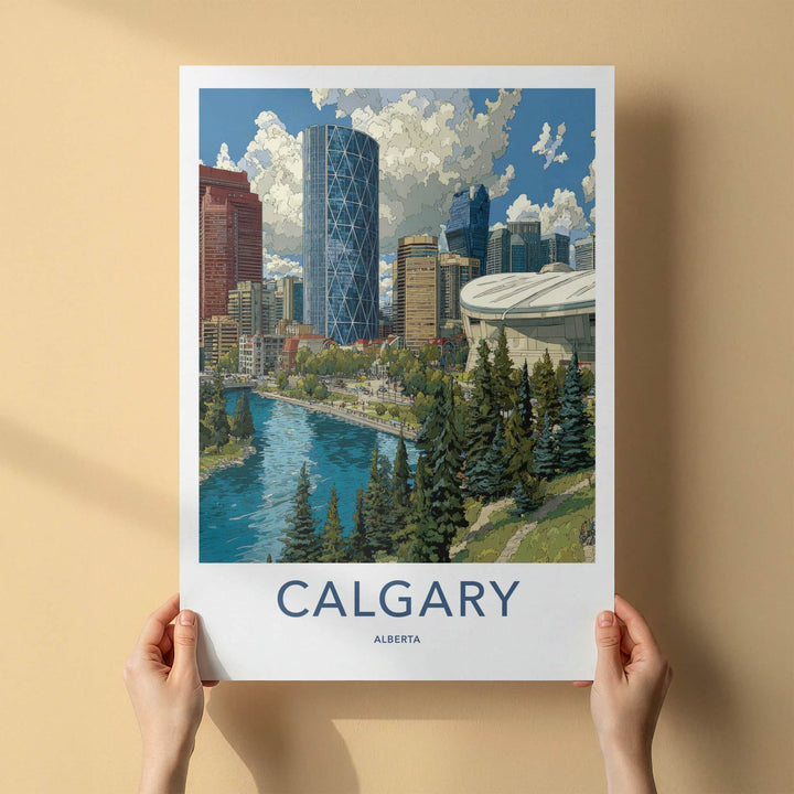 Calgary Poster - Canada Wall Art - Modern City Waterfront Home Decor