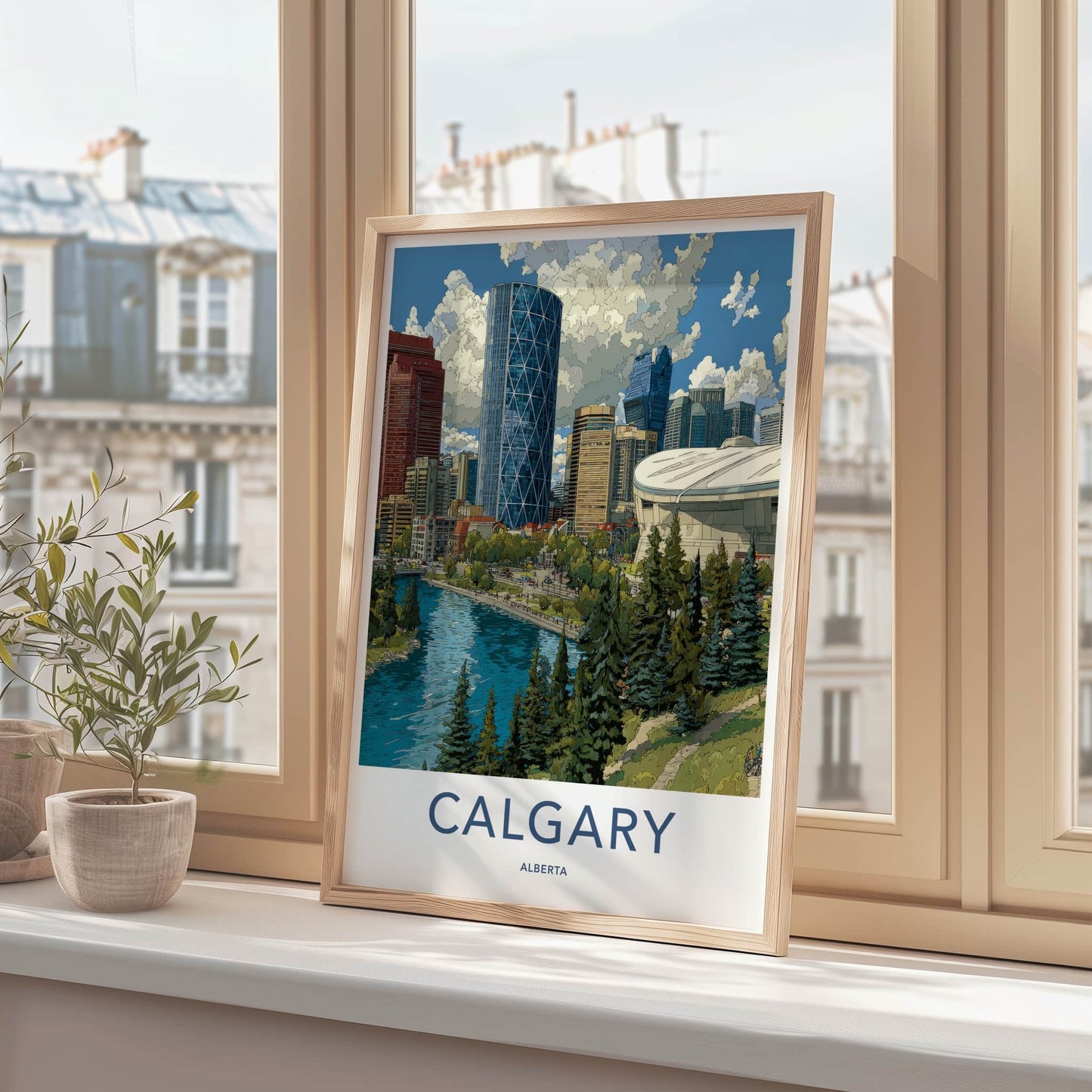 Calgary Poster - Canada Wall Art - Modern City Waterfront Home Decor