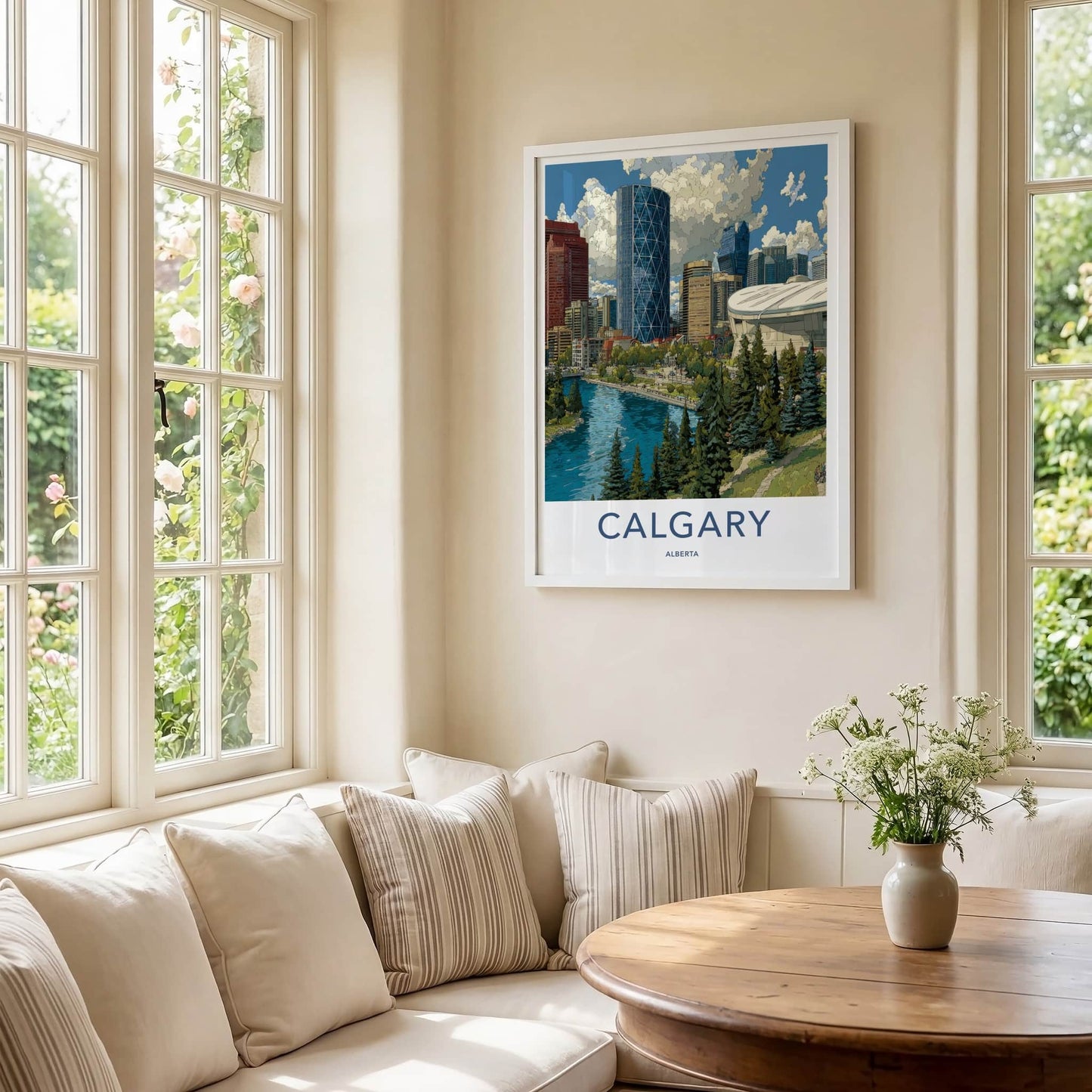 Calgary Poster - Canada Wall Art - Modern City Waterfront Home Decor