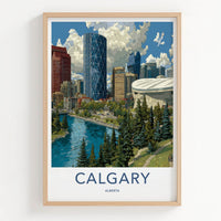Calgary Poster - Canada Wall Art - Modern City Waterfront Home Decor