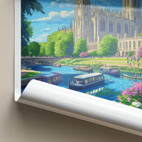 Cambridge Poster - England Travel Art - Historic College River Home Decor