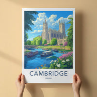 Cambridge Poster - England Travel Art - Historic College River Home Decor