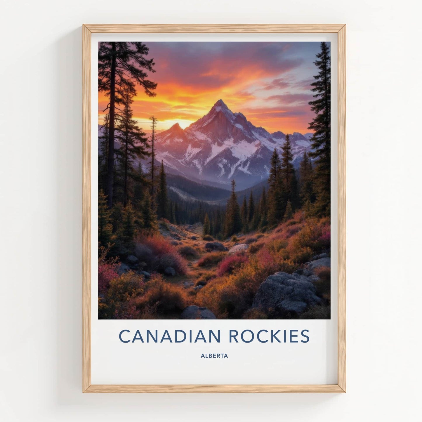 Canadian Rockies Poster - Alberta Art Print - Vibrant Mountain Sunset Home Decor