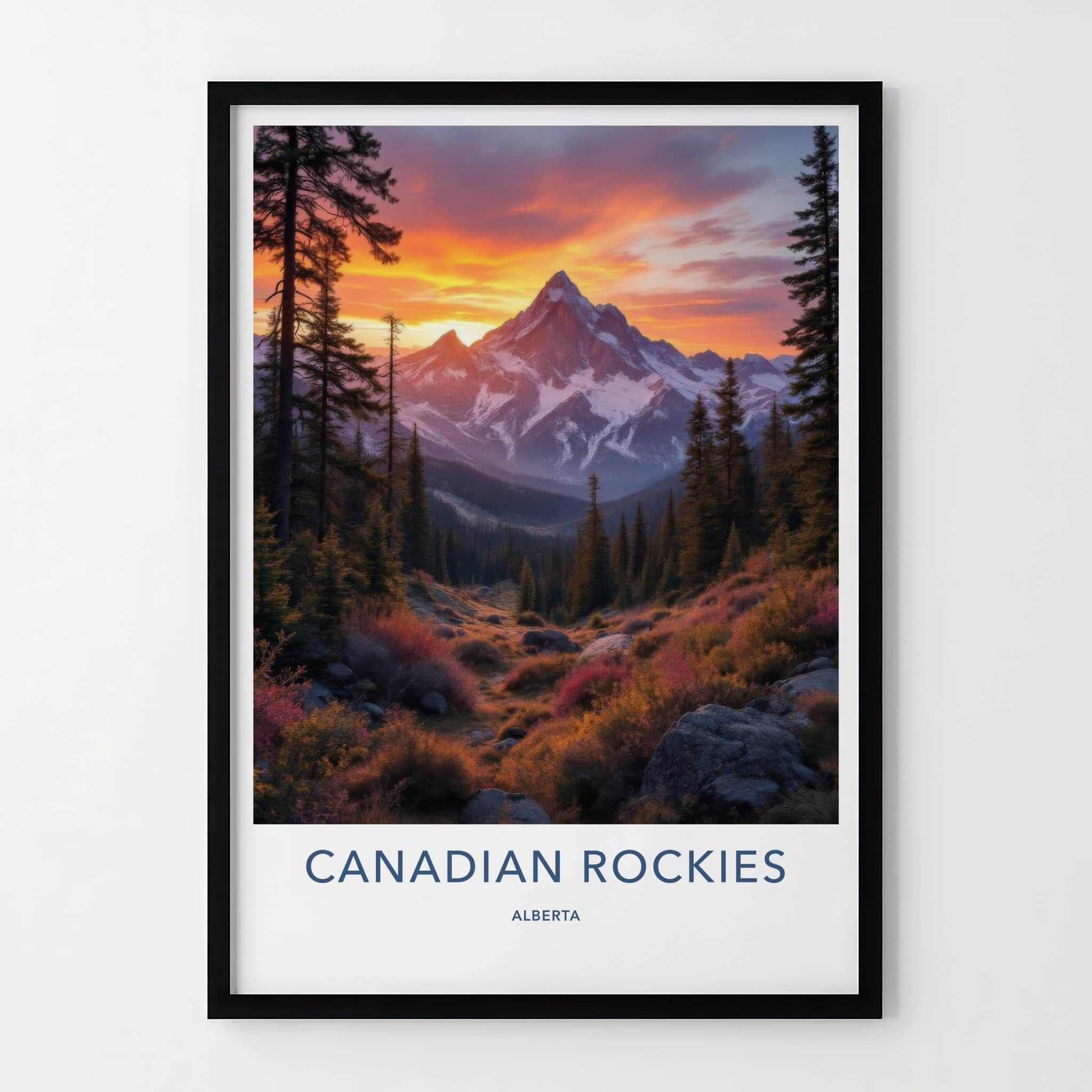Canadian Rockies Poster - Alberta Art Print - Vibrant Mountain Sunset Home Decor