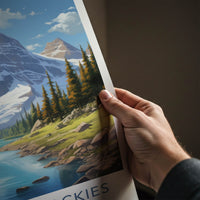 Canadian Rockies Poster - Canada Travel Art - Mountain Lake Pines Home Decor
