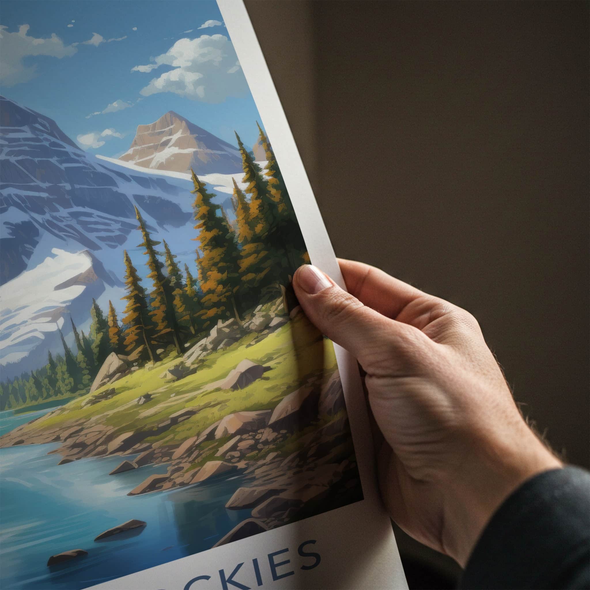Canadian Rockies Poster - Canada Travel Art - Mountain Lake Pines Home Decor