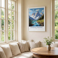 Canadian Rockies Poster - Canada Travel Art - Mountain Lake Pines Home Decor