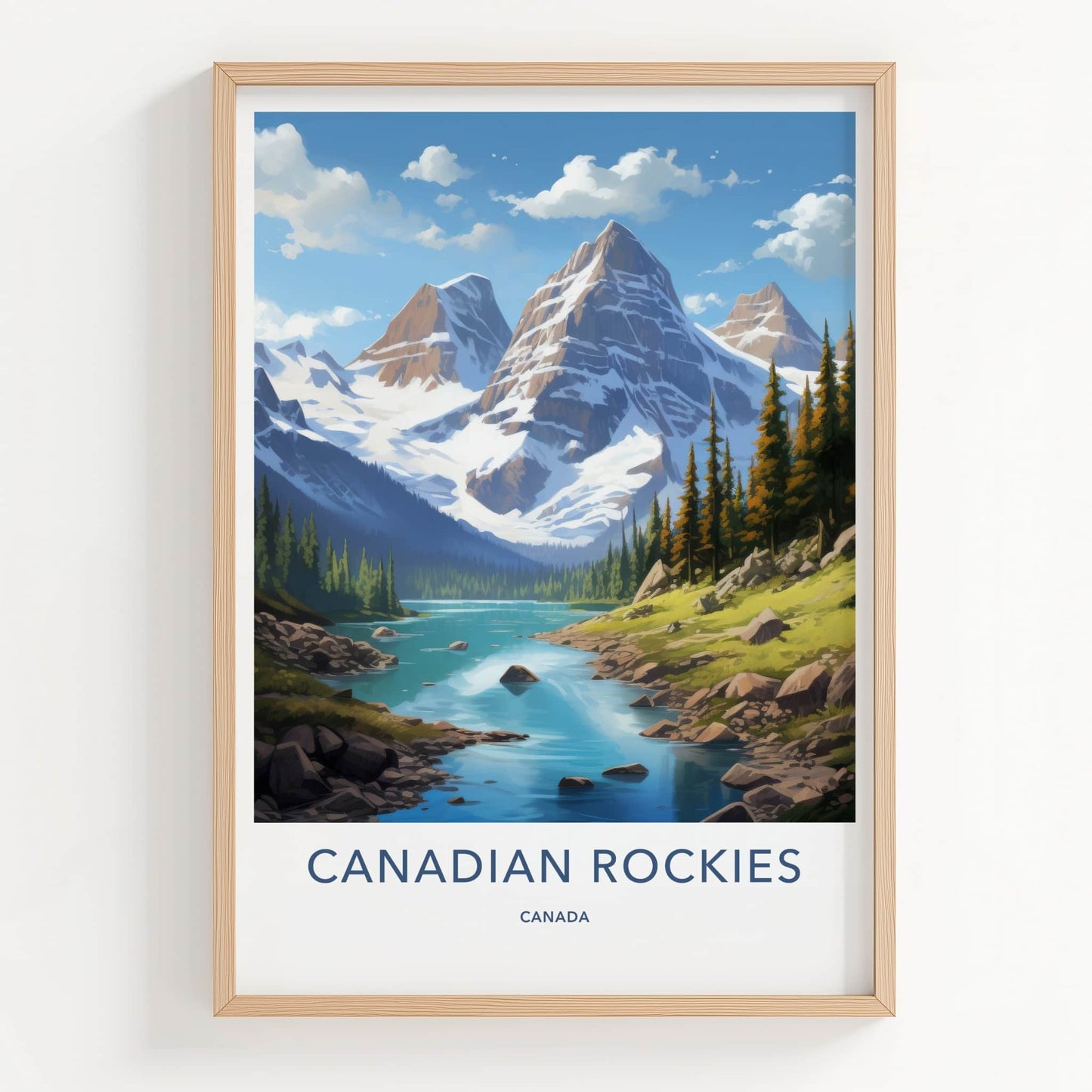Canadian Rockies Poster - Canada Travel Art - Mountain Lake Pines Home Decor