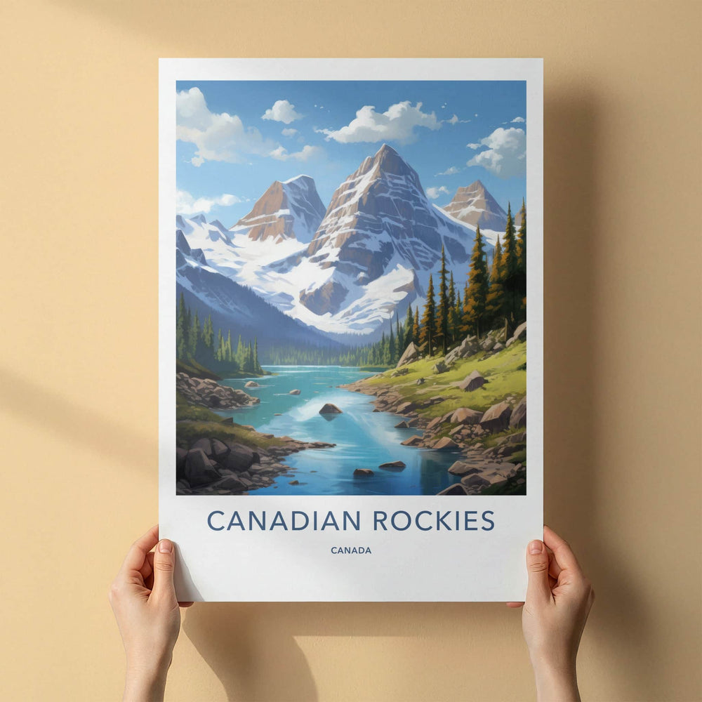 Canadian Rockies Poster - Canada Travel Art - Mountain Lake Pines Home Decor