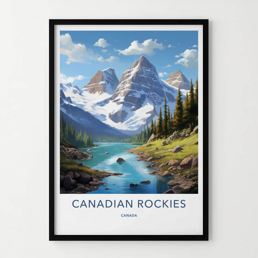Canadian Rockies Poster - Canada Travel Art - Mountain Lake Pines Home Decor