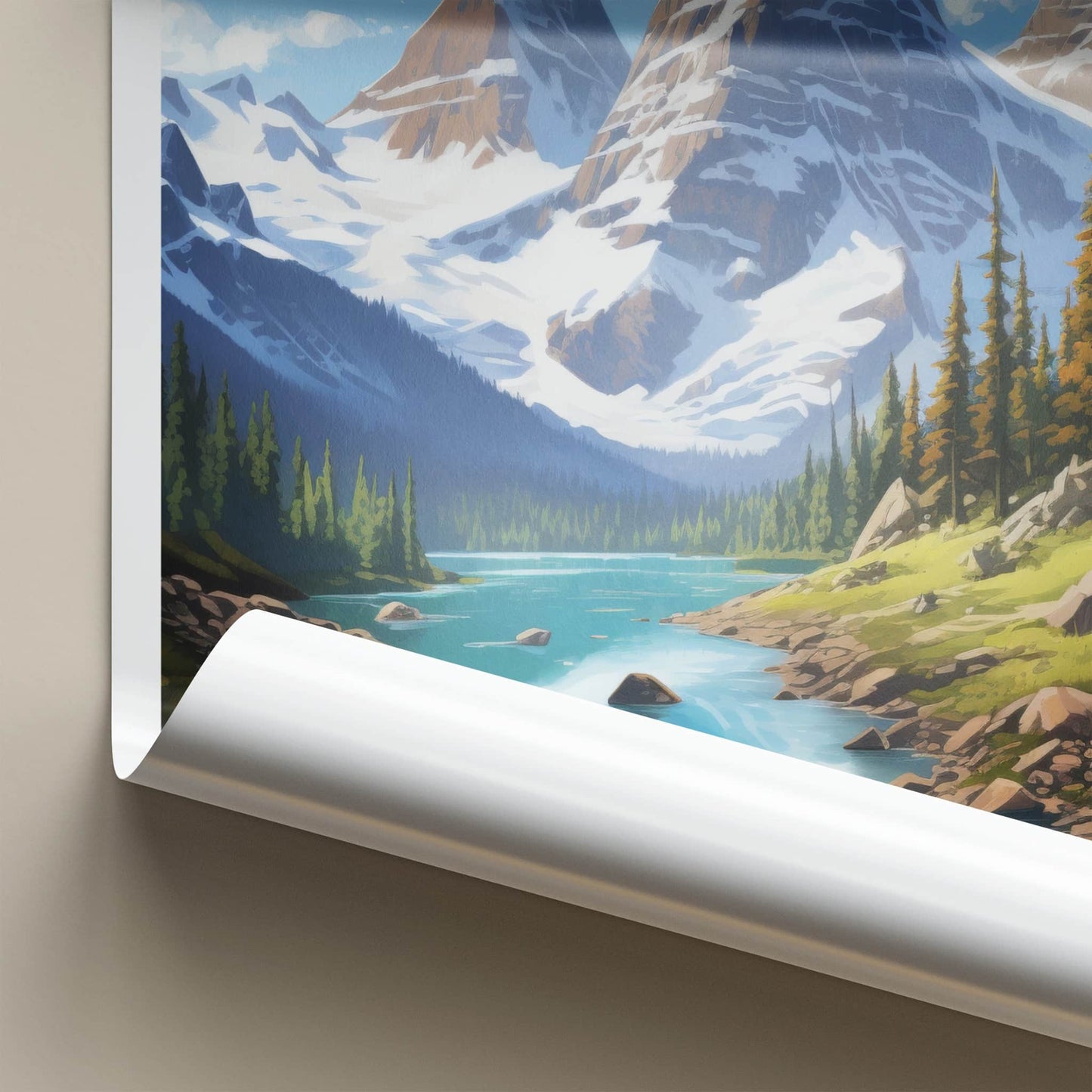 Canadian Rockies Poster - Canada Travel Art - Mountain Lake Pines Home Decor