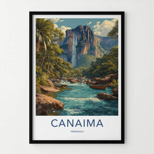Canaima Poster - Venezuela Travel Art - Majestic Waterfall River Home Decor