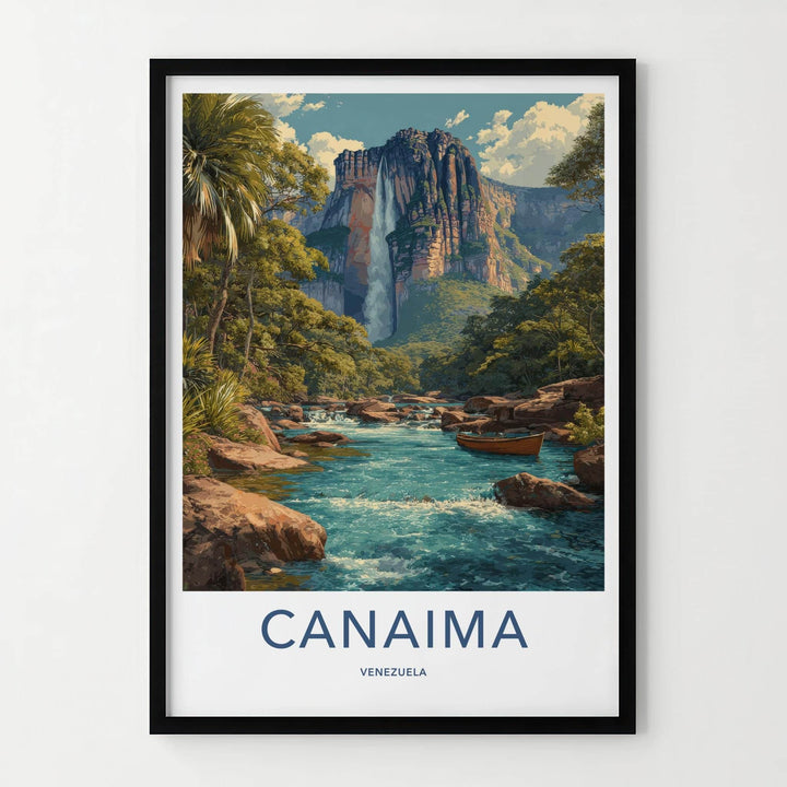 Canaima Poster - Venezuela Travel Art - Majestic Waterfall River Home Decor