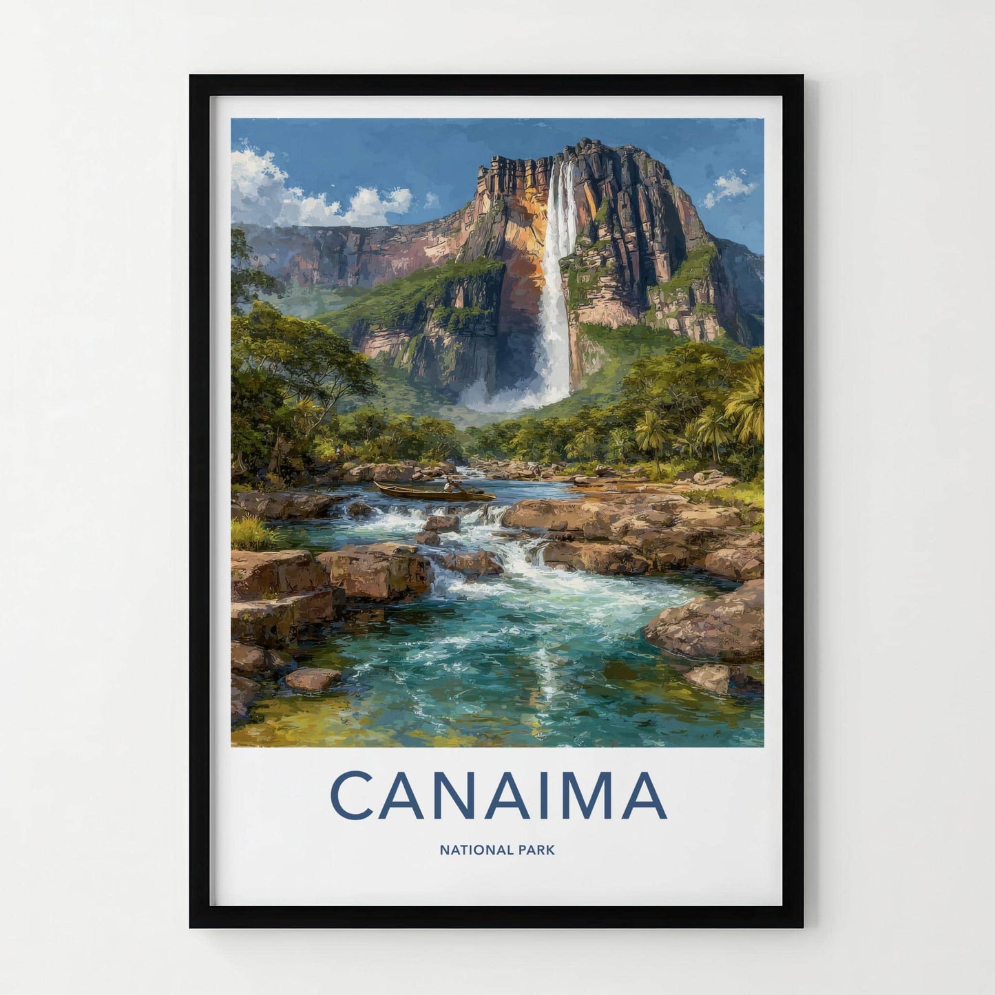 Canaima Poster - Venezuela Travel Art - Majestic Waterfall Scene Wall Decor
