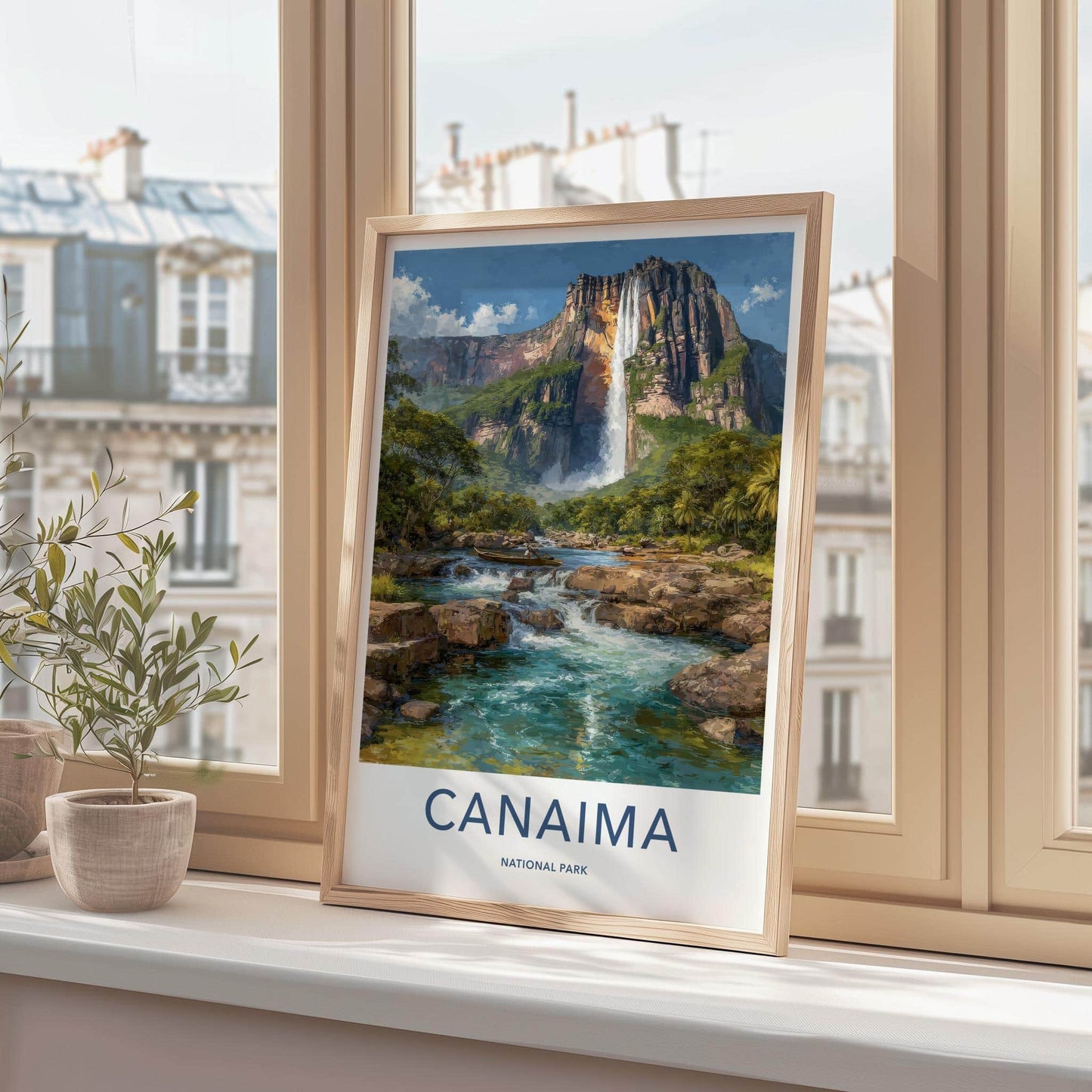 Canaima Poster - Venezuela Travel Art - Majestic Waterfall Scene Wall Decor