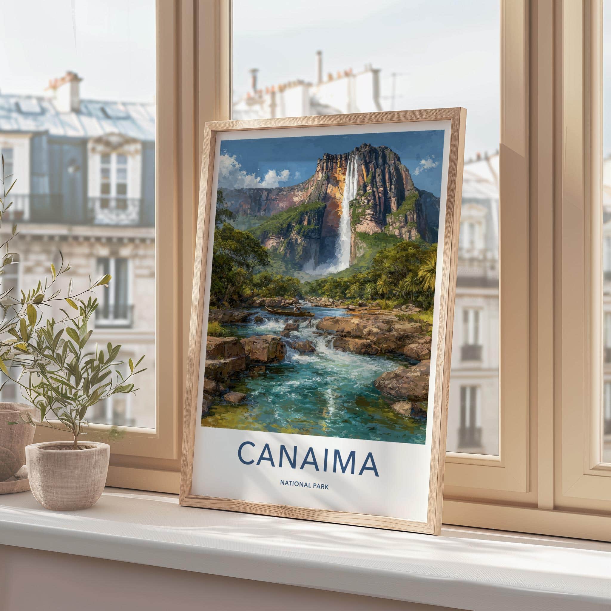 Canaima Poster - Venezuela Travel Art - Majestic Waterfall Scene Wall Decor