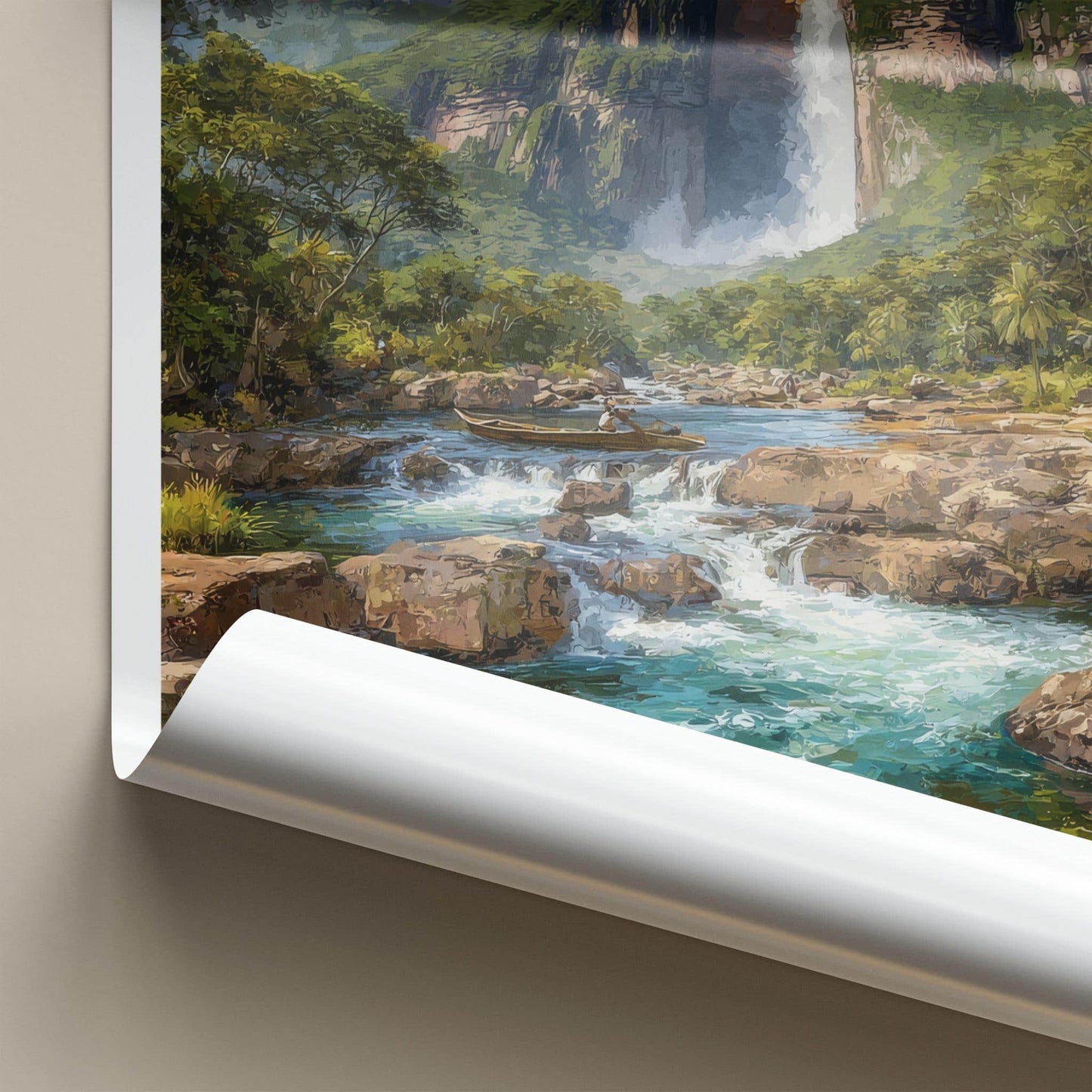 Canaima Poster - Venezuela Travel Art - Majestic Waterfall Scene Wall Decor
