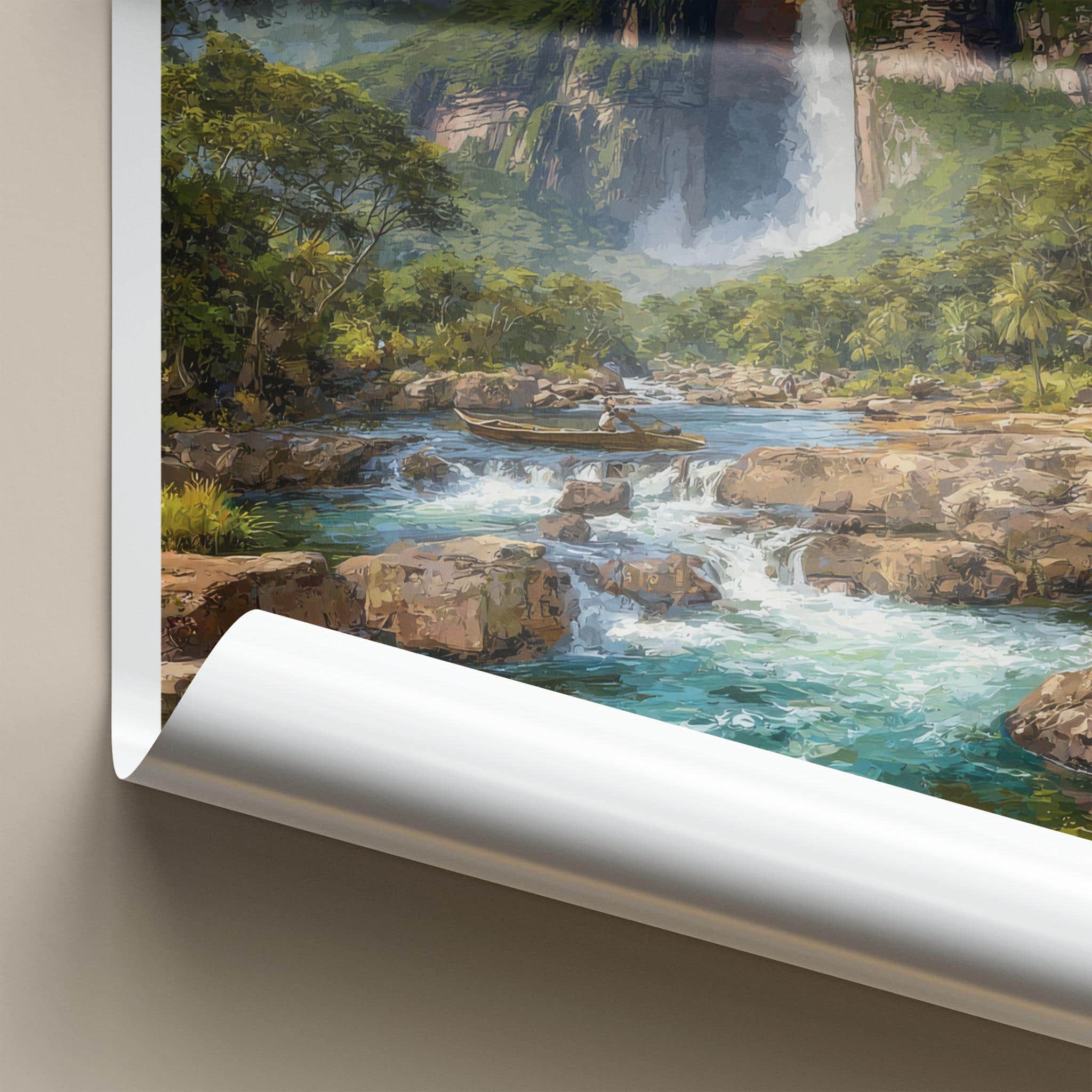 Canaima Poster - Venezuela Travel Art - Majestic Waterfall Scene Wall Decor