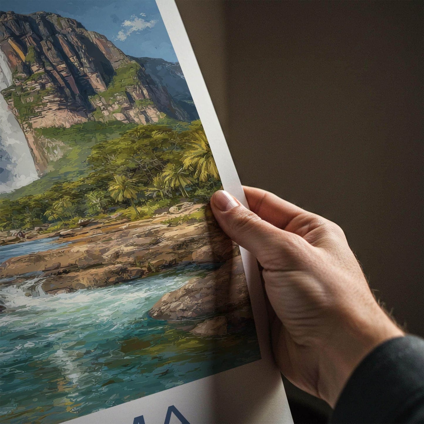 Canaima Poster - Venezuela Travel Art - Majestic Waterfall Scene Wall Decor