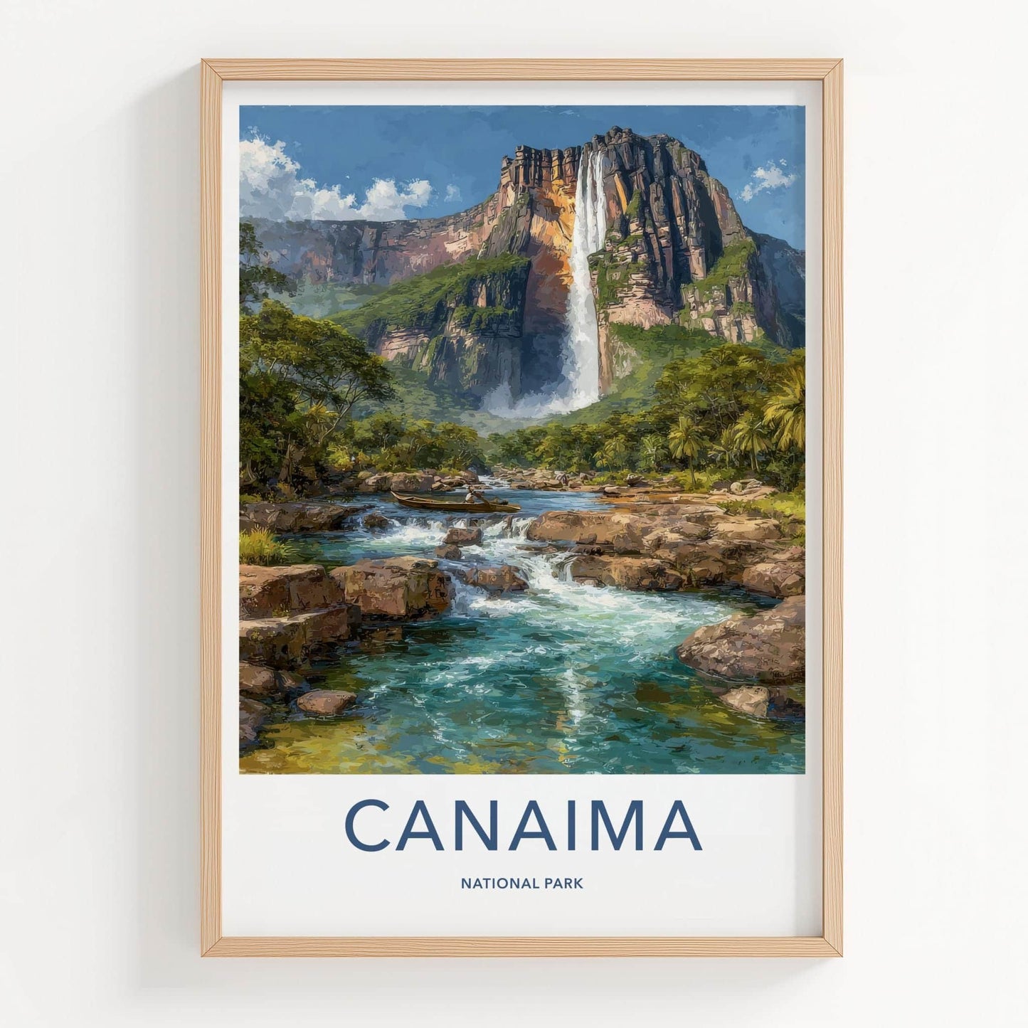 Canaima Poster - Venezuela Travel Art - Majestic Waterfall Scene Wall Decor