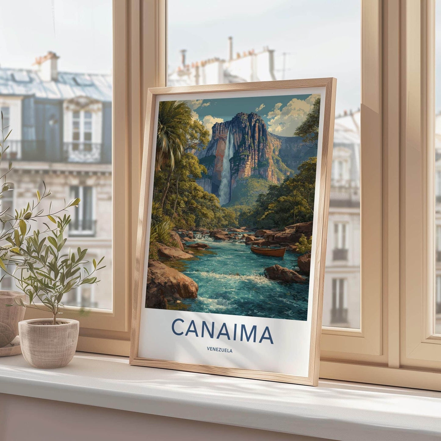Canaima Poster - Venezuela Travel Art - Towering Waterfall Cliffs Home Decor