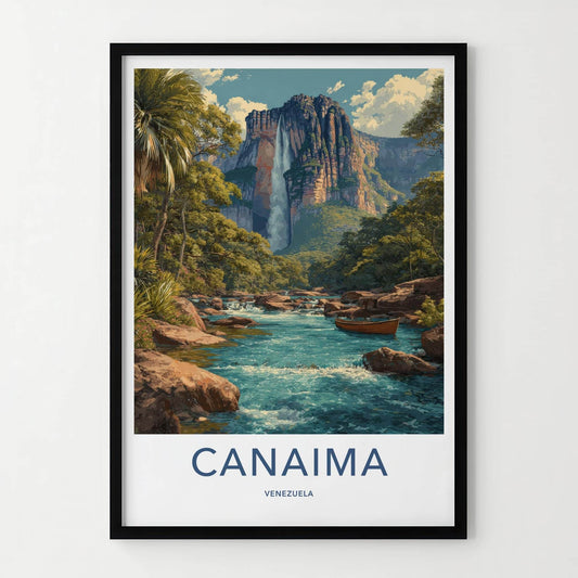 Canaima Poster - Venezuela Travel Art - Towering Waterfall Cliffs Home Decor
