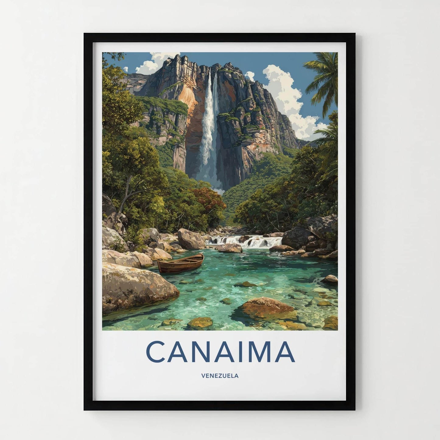 Canaima Poster - Venezuela Travel Art - Tropical Waterfall River Wall Decor