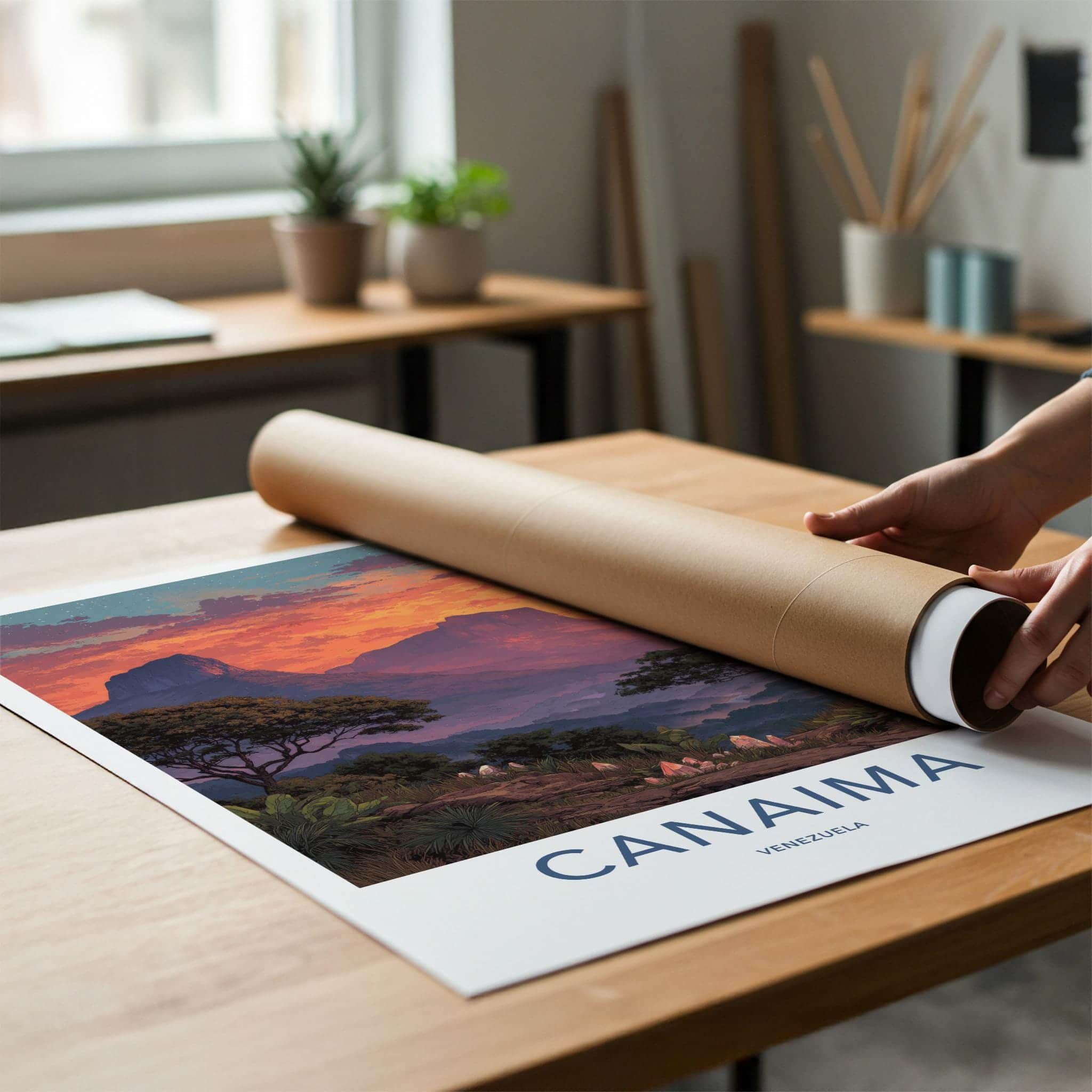 Canaima Poster - Venezuela Travel Art - Vibrant Tepui Sunset Wall Decor