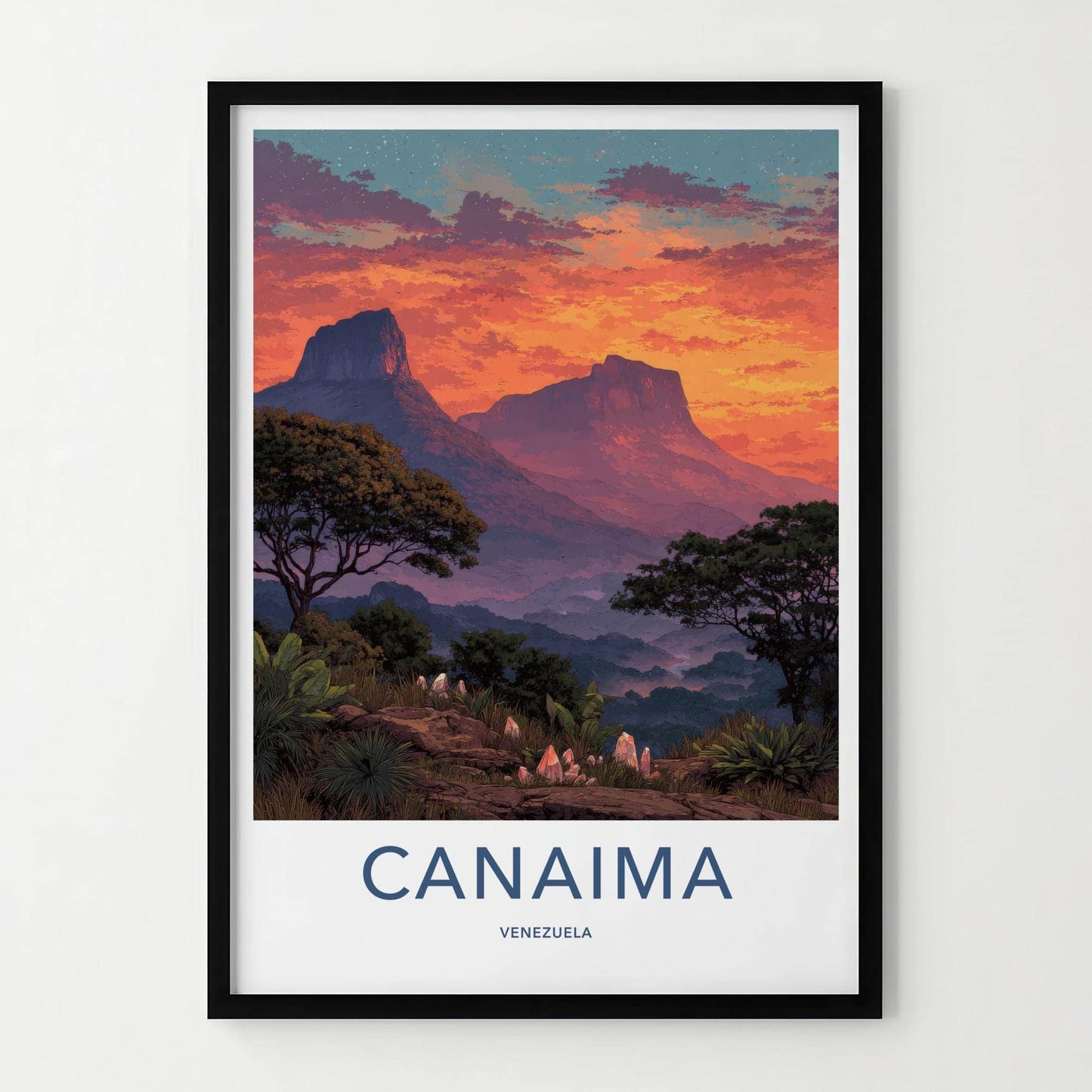 Canaima Poster - Venezuela Travel Art - Vibrant Tepui Sunset Wall Decor