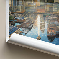 Canary Wharf Poster - England Travel Art - Urban Sunset Harbor Wall Decor