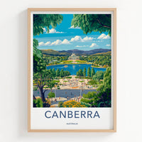 Canberra Poster - Australia Travel Art - Iconic Lakeside Building Home Decor