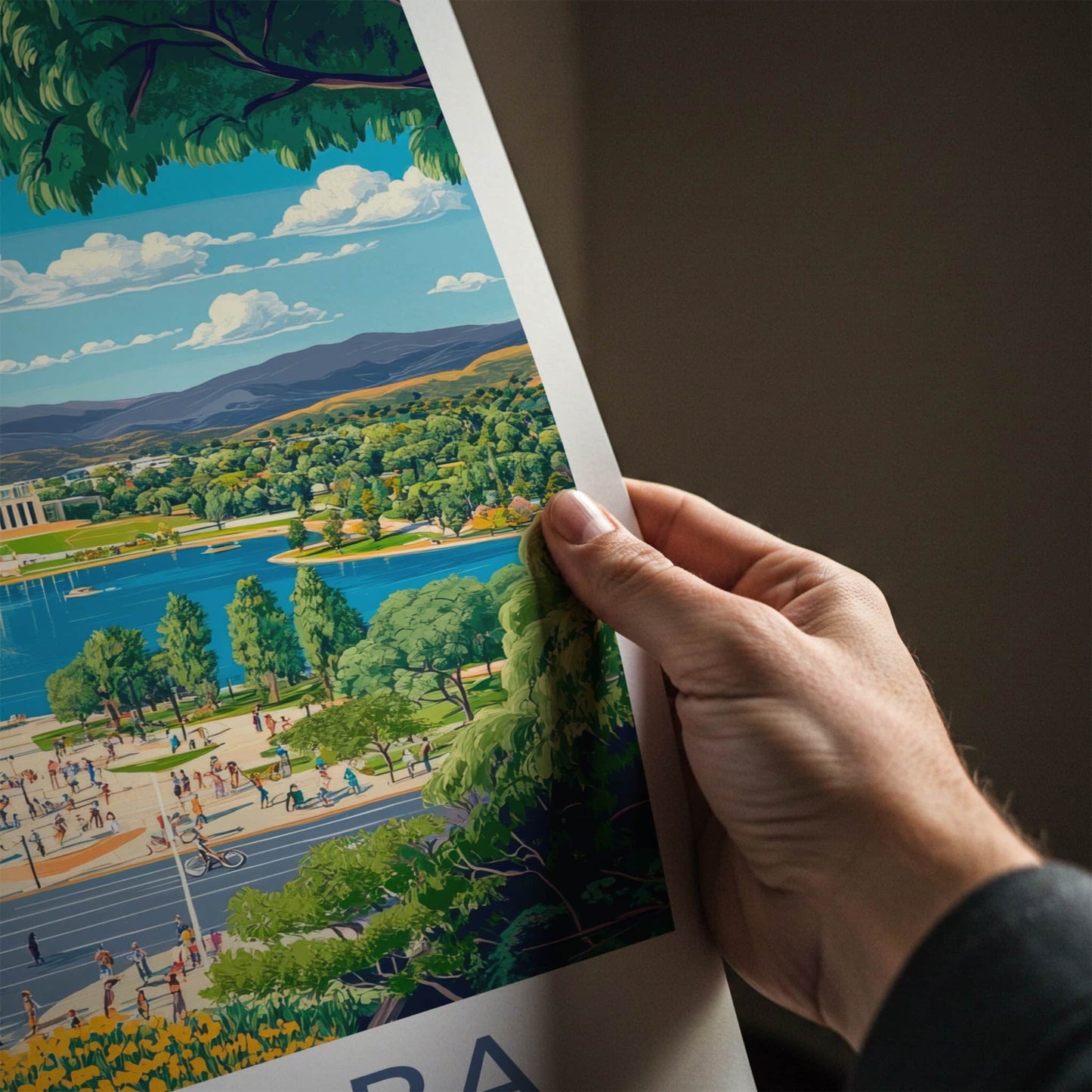 Canberra Poster - Australia Travel Art - Iconic Lakeside Building Home Decor
