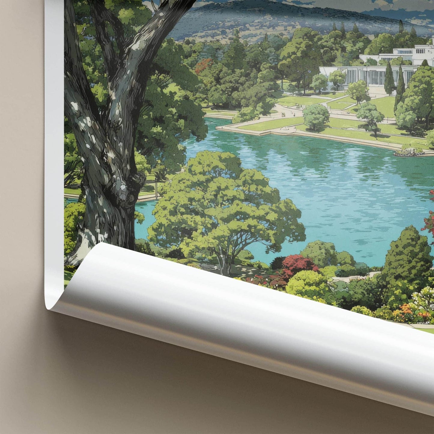 Canberra Poster - Australia Travel Art - Lakeside landmark view Home Decor