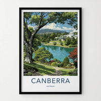 Canberra Poster - Australia Travel Art - Lakeside landmark view Home Decor